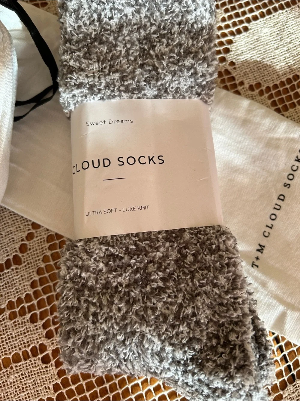 T+M Cloud Socks Plush Gray Cozy Socks New Two pairs